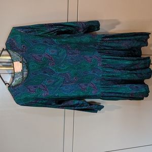 Vintage green and purple paisley dress